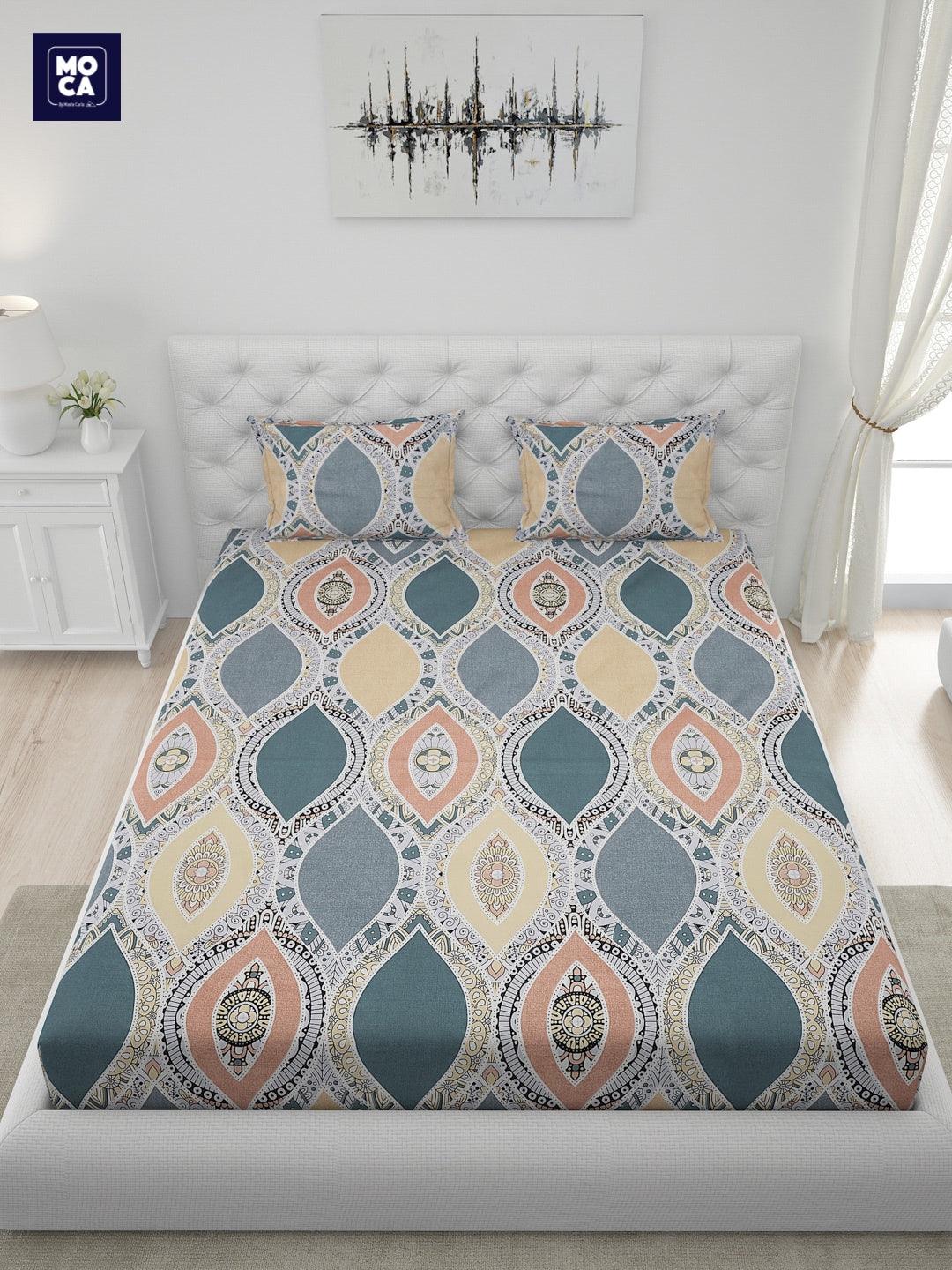 120 GSM Polyester Double Bed 1 Bedsheet with 2 Pillow Covers (Dazzle)