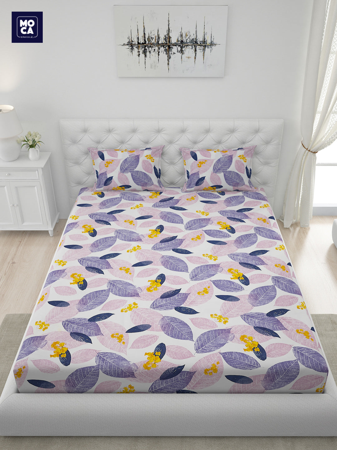 120 GSM Polyester Double Bed 1 Bedsheet with 2 Pillow Covers (Dazzle)
