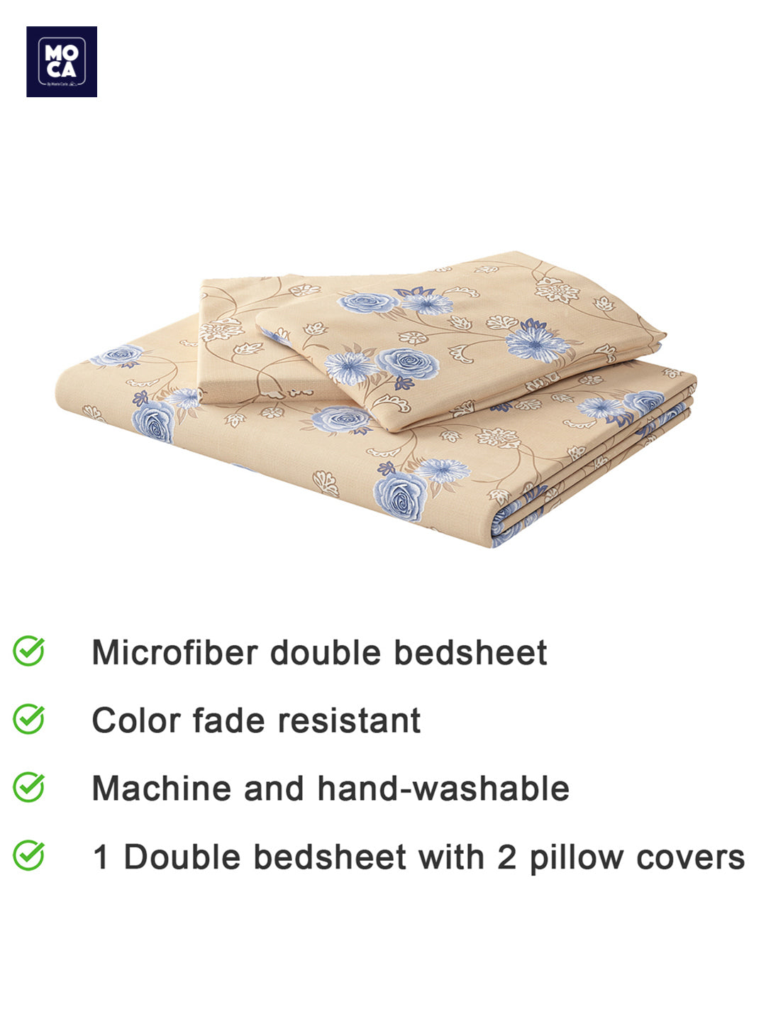 120 GSM Polyester Double Bed 1 Bedsheet with 2 Pillow Covers (Dazzle)