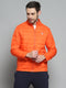 Men Orange Solid Mock Neck Full Sleeve Jacket