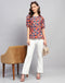 Women Blue Printed Round Neck Half Sleeve Top