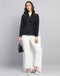 Women Navy Blue Solid Notch Lapel Collar Full Sleeve Coat