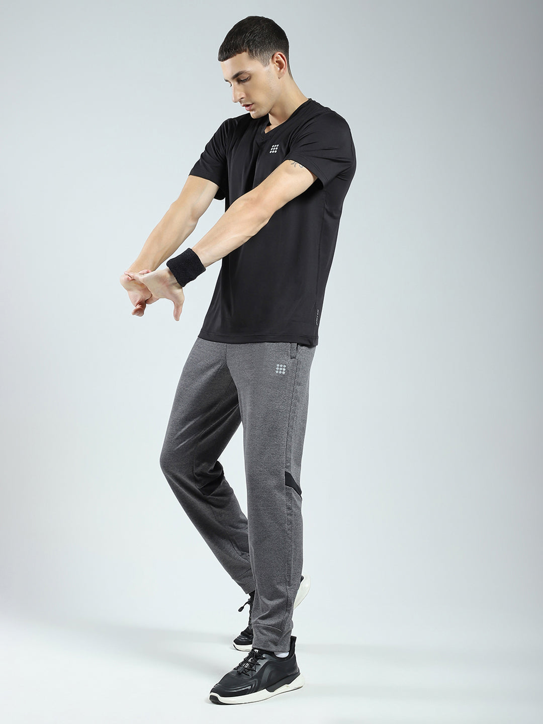 Men Charcoal Solid Regular Fit Lower