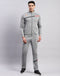 Men Grey Solid Mock Neck Full Sleeve Tracksuit