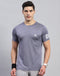 Rock.it Men Blue Self Design Round Neck Half Sleeve T-Shirt