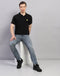 Rock.it Men Black Solid Polo Collar Half Sleeve T-Shirt
