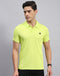 Rock.it Men Neon Green Solid Collar Half Sleeve T-Shirt