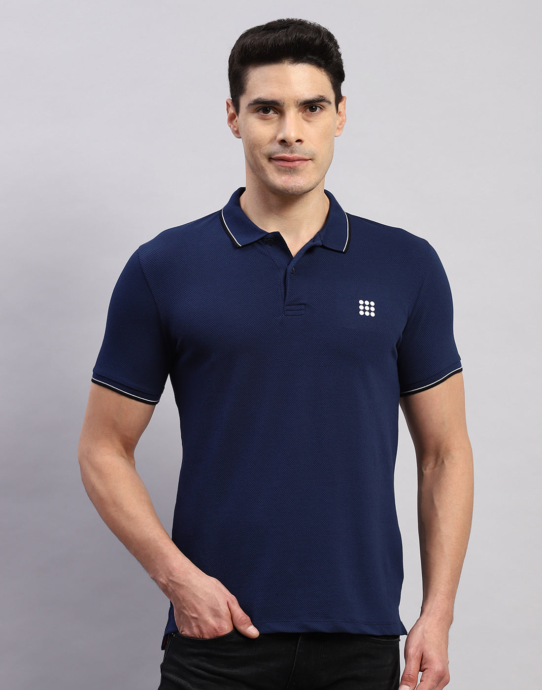 Rock.it Men Navy Blue Solid Polo Collar Half Sleeve T-Shirt