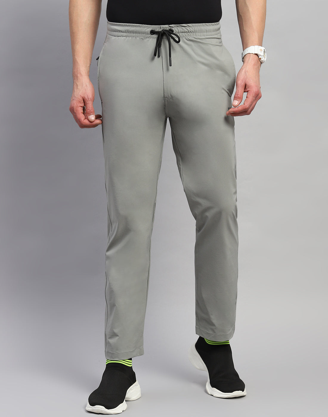 Men Grey Solid Regular Fit Lower