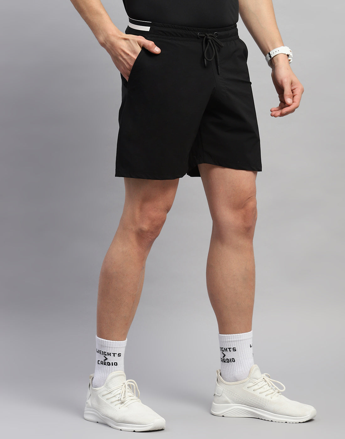 Men Black Solid Regular Fit Short