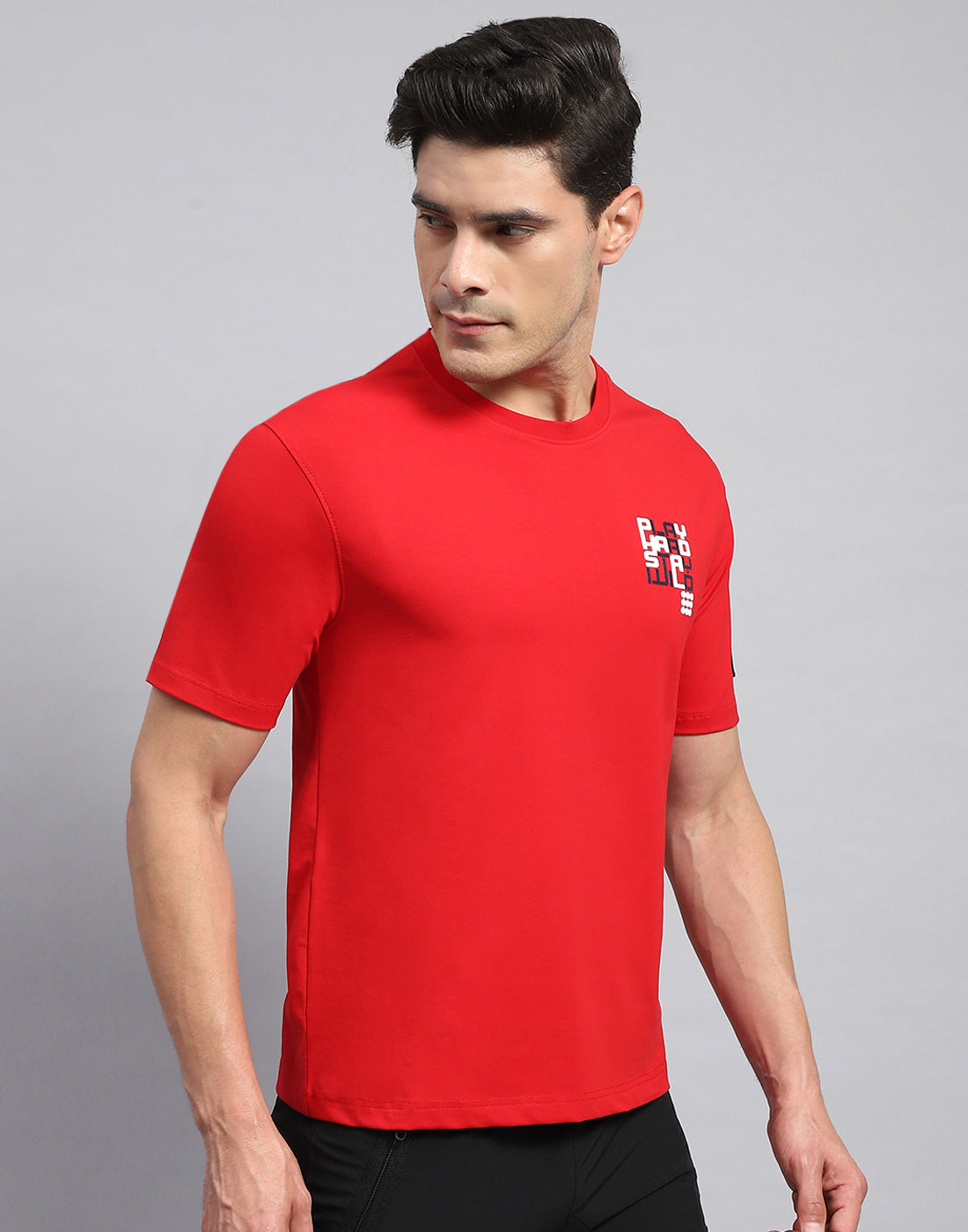 Men Red Printed Round Neck Half Sleeve T-Shirt