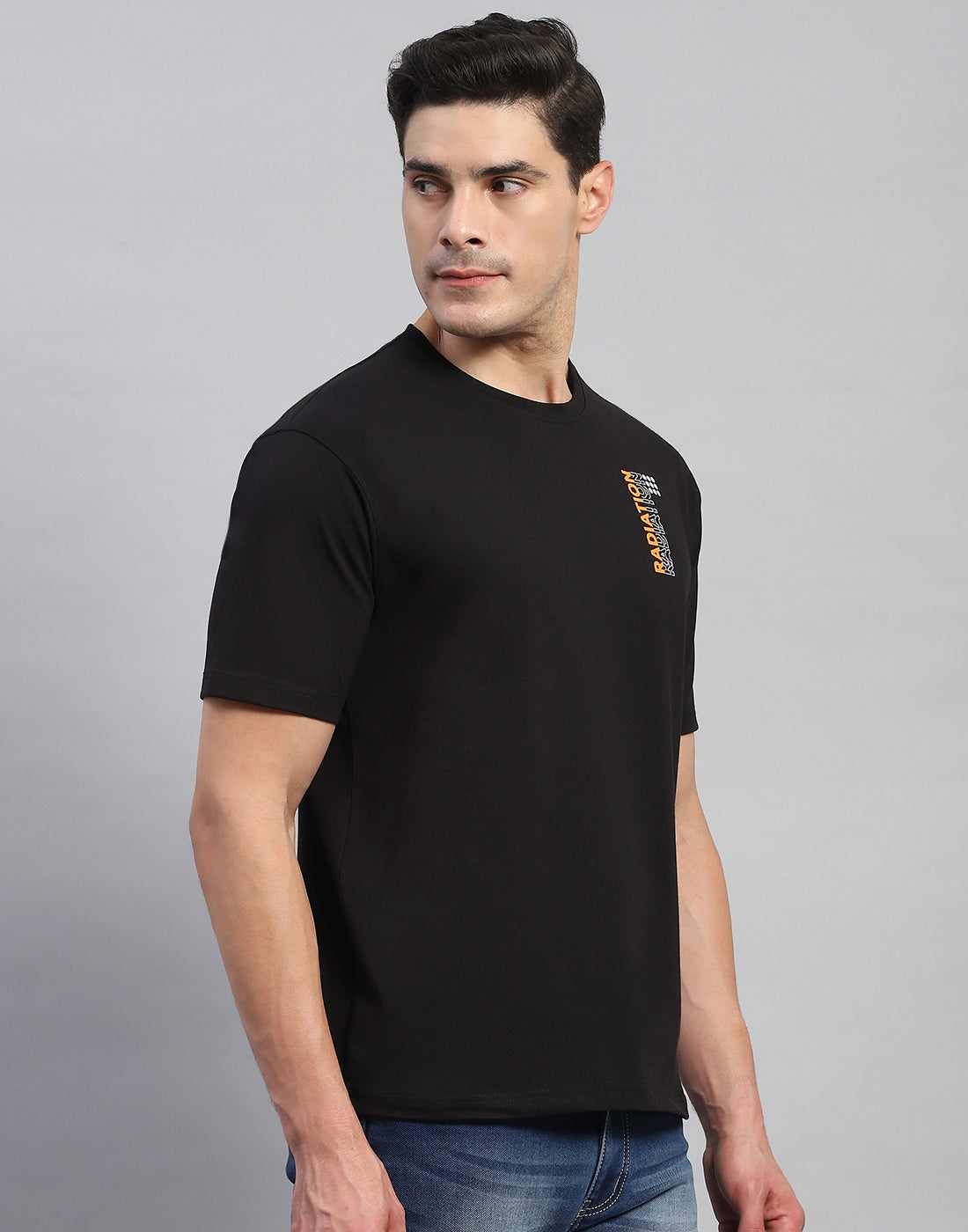 Rock.it Men Black Printed Round Neck Half Sleeve T-Shirt