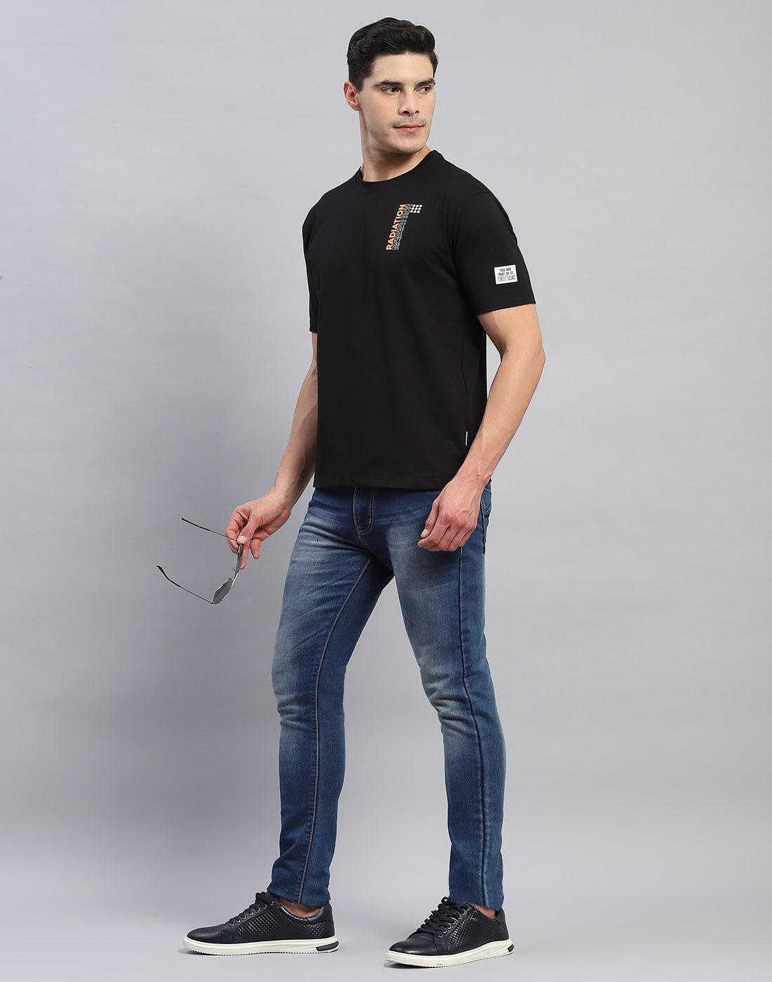 Rock.it Men Black Printed Round Neck Half Sleeve T-Shirt