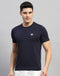 Rock.it Men Navy Blue Solid Round Neck Half Sleeve T-Shirt