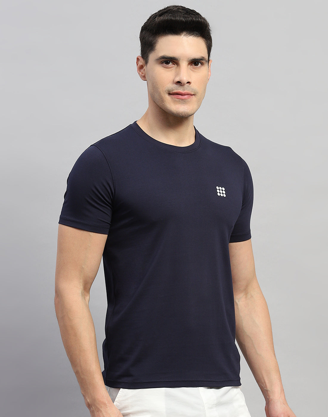Rock.it Men Navy Blue Solid Round Neck Half Sleeve T-Shirt
