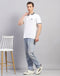 Men White Solid Polo Collar Half Sleeve T-Shirt
