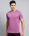 Rock.it Men Purple Self Design Round Neck Half Sleeve T-Shirt