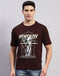 Rock.it Men Maroon Printed Round Neck Half Sleeve T-Shirt