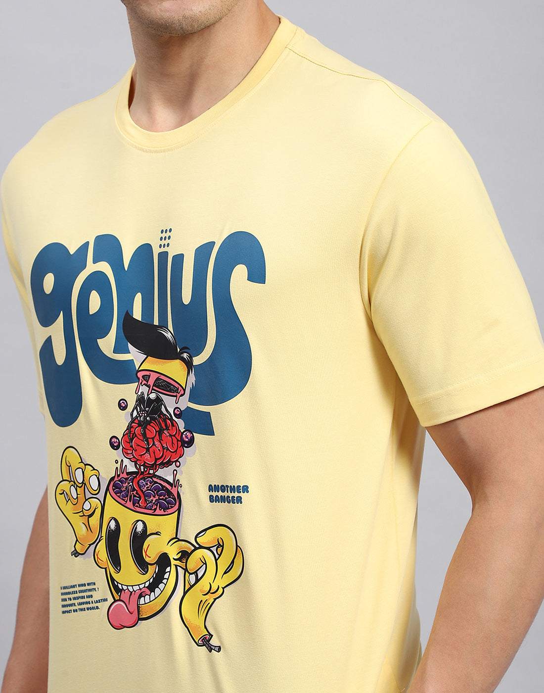 Rock.it Men Yellow Printed Round Neck Half Sleeve T-Shirt