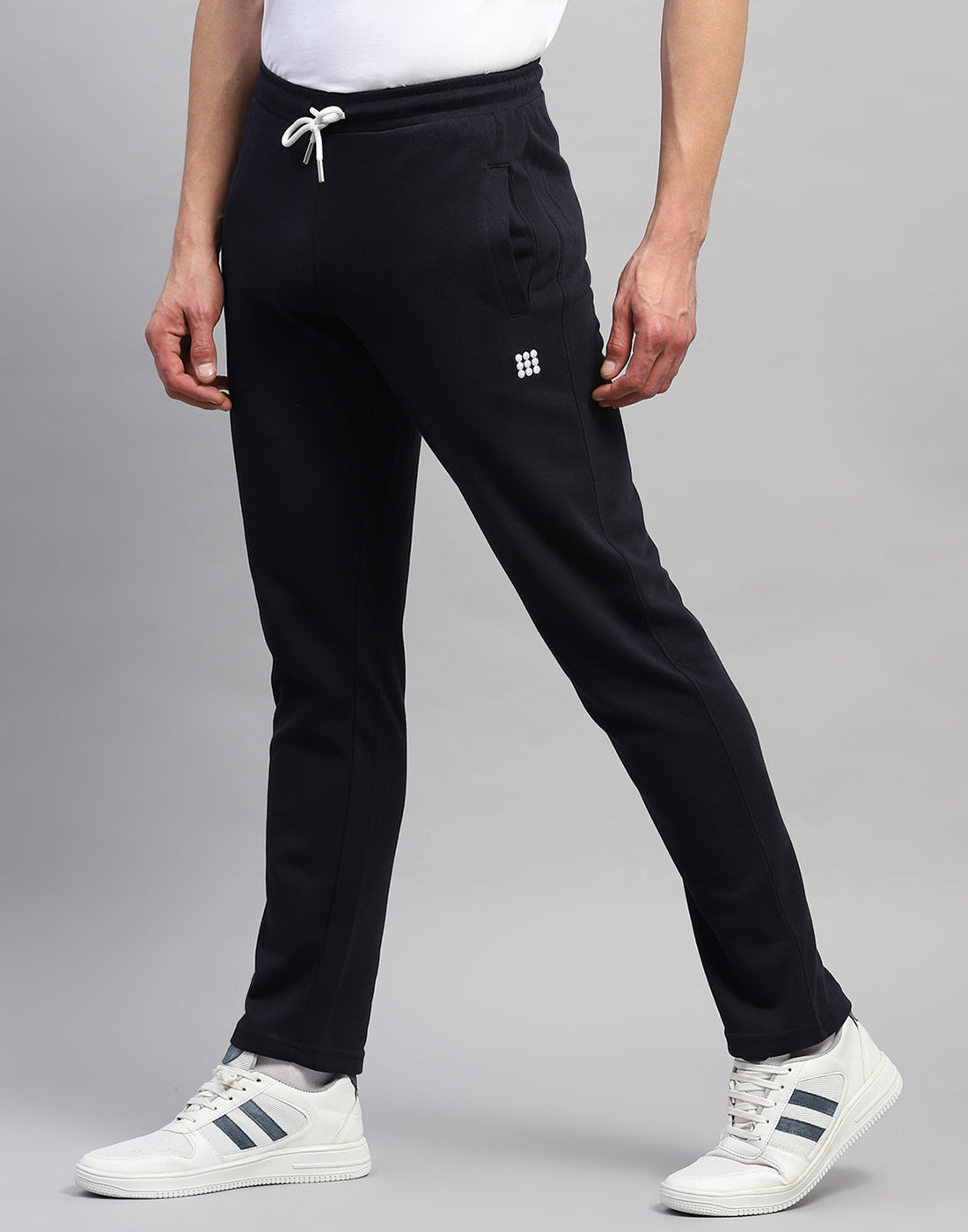 Men Navy Blue Solid Regular Fit Lower