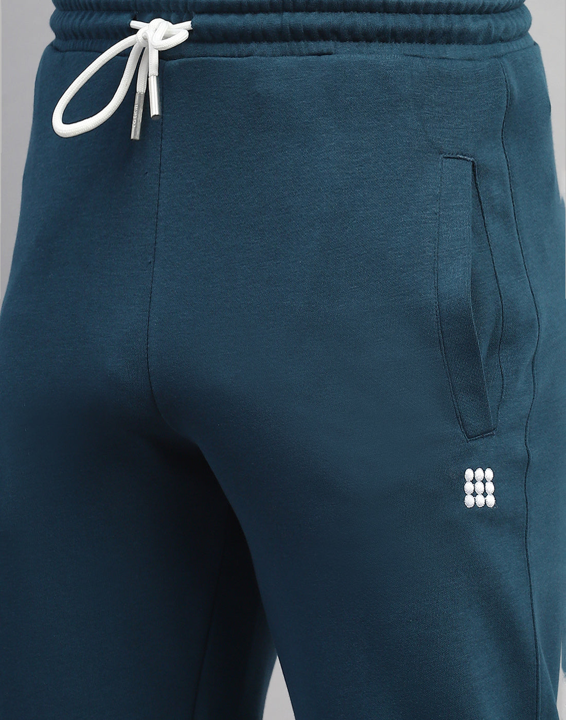 Men Teal Blue Solid Regular Fit Lower
