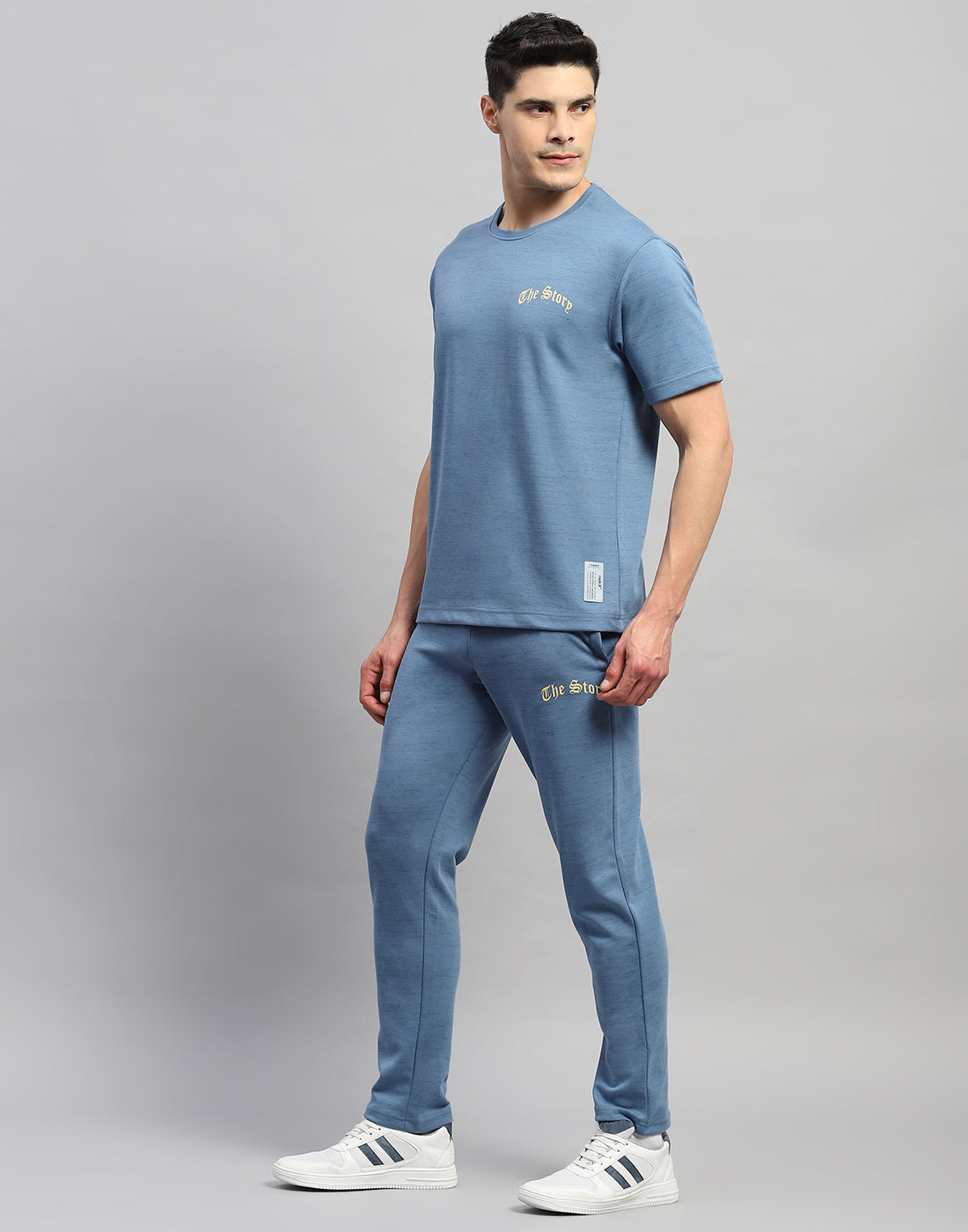Rock.it Men Blue Solid Round Neck Half Sleeve Lower Set