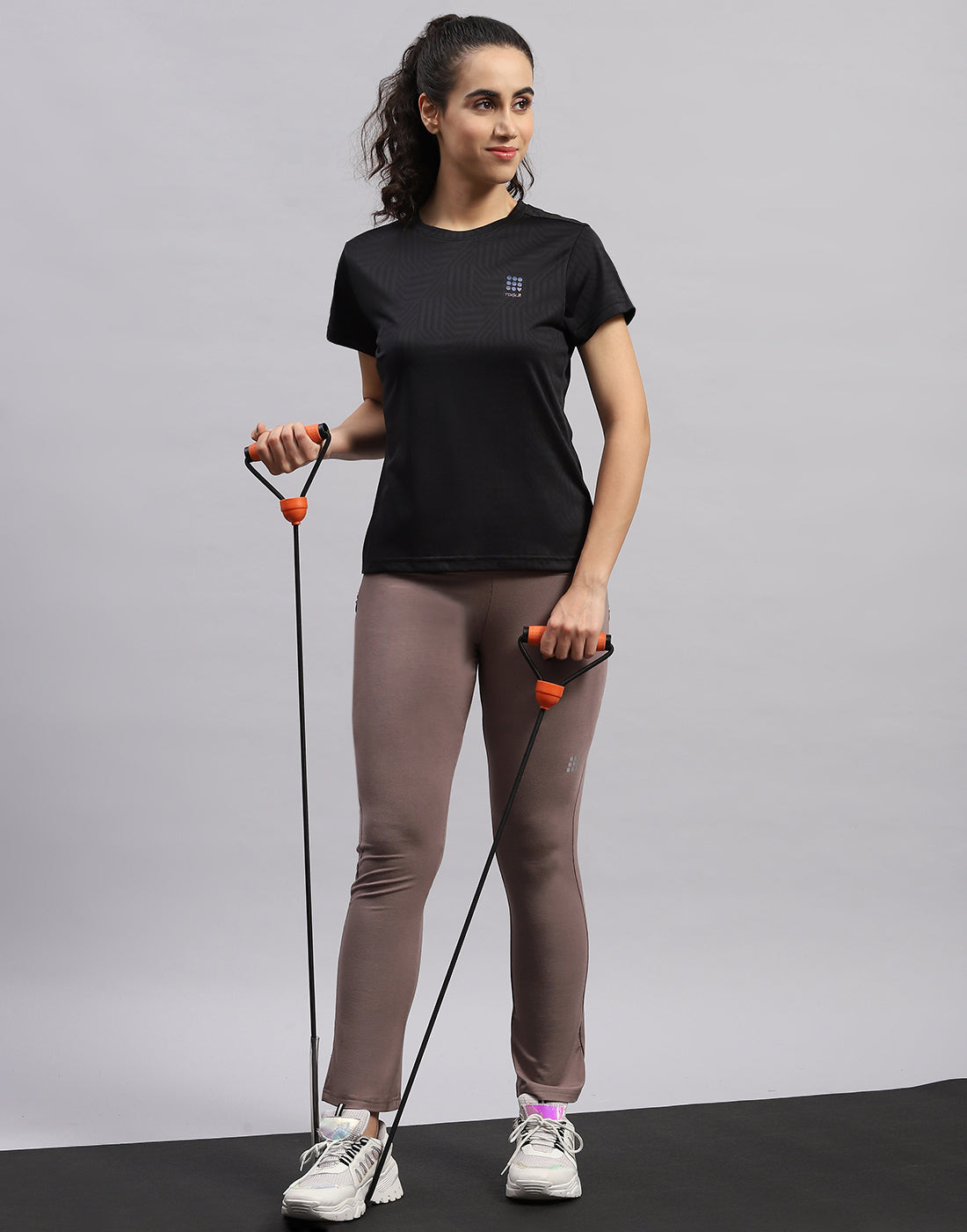 Women Black Self Design Round Neck Half Sleeve Top