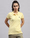 Rock.it Women Yellow Solid Polo Collar Half Sleeve T Shirt