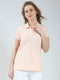 Women Peach Solid Collar Half Sleeve T-Shirt