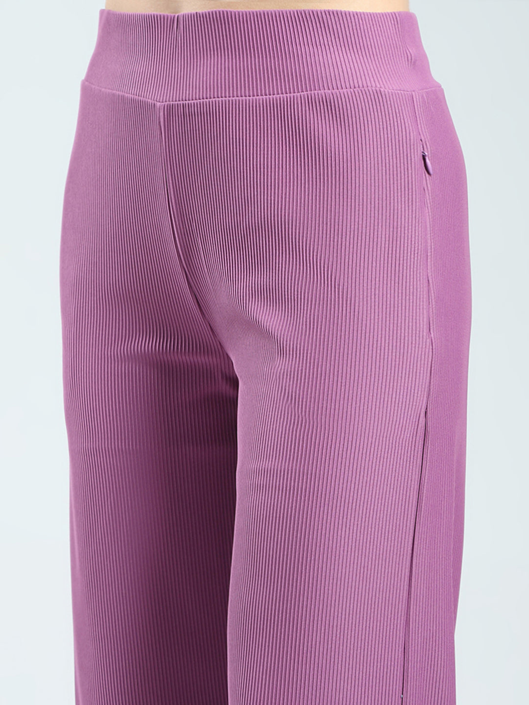 Women Purple Solid Round Neck Half Sleeve Cords Set