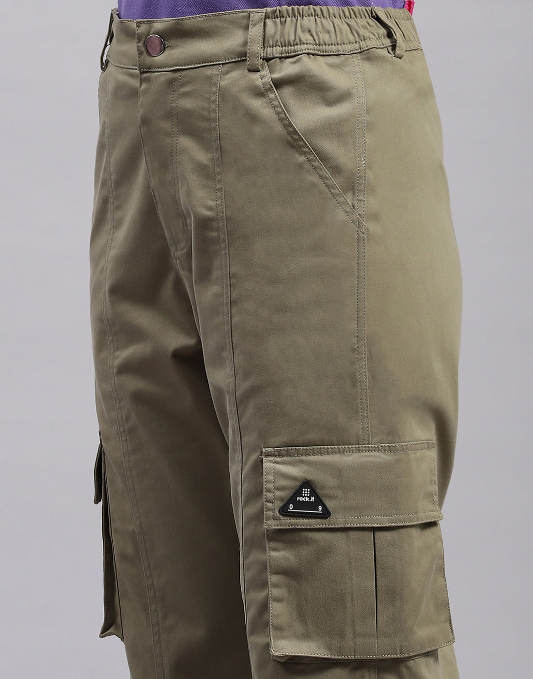 Women Olive Solid Regular Fit Cargo