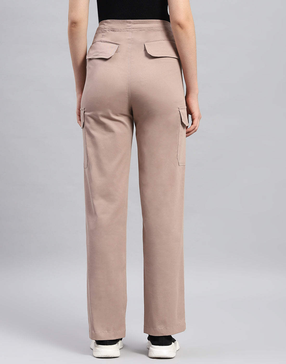 Women Khaki Solid Straight Fit Cargo