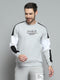 Men Grey Printed Round Neck Full Sleeve Sweatshirt