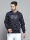 Rock.it Men Navy Blue Printed Round Neck Full Sleeve Sweatshirt