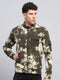 Men Olive Printed Mock Neck Full Sleeve Sweatshirt