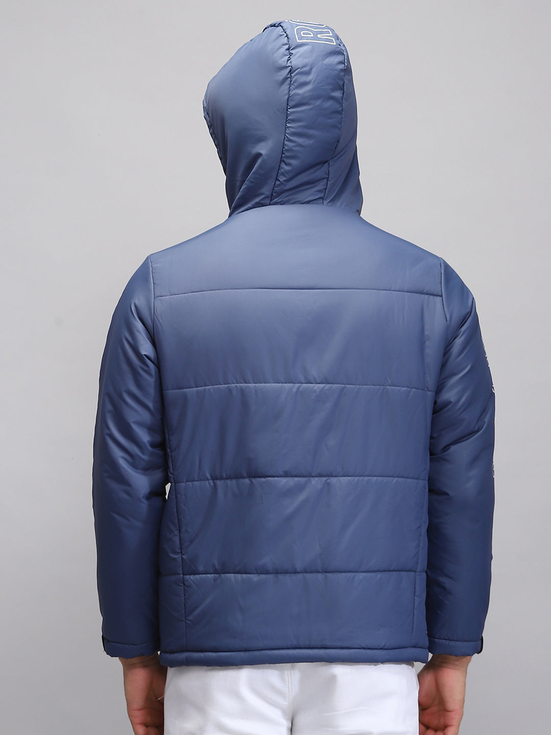 Men Teal Blue Solid Hooded Full Sleeve Jacket
