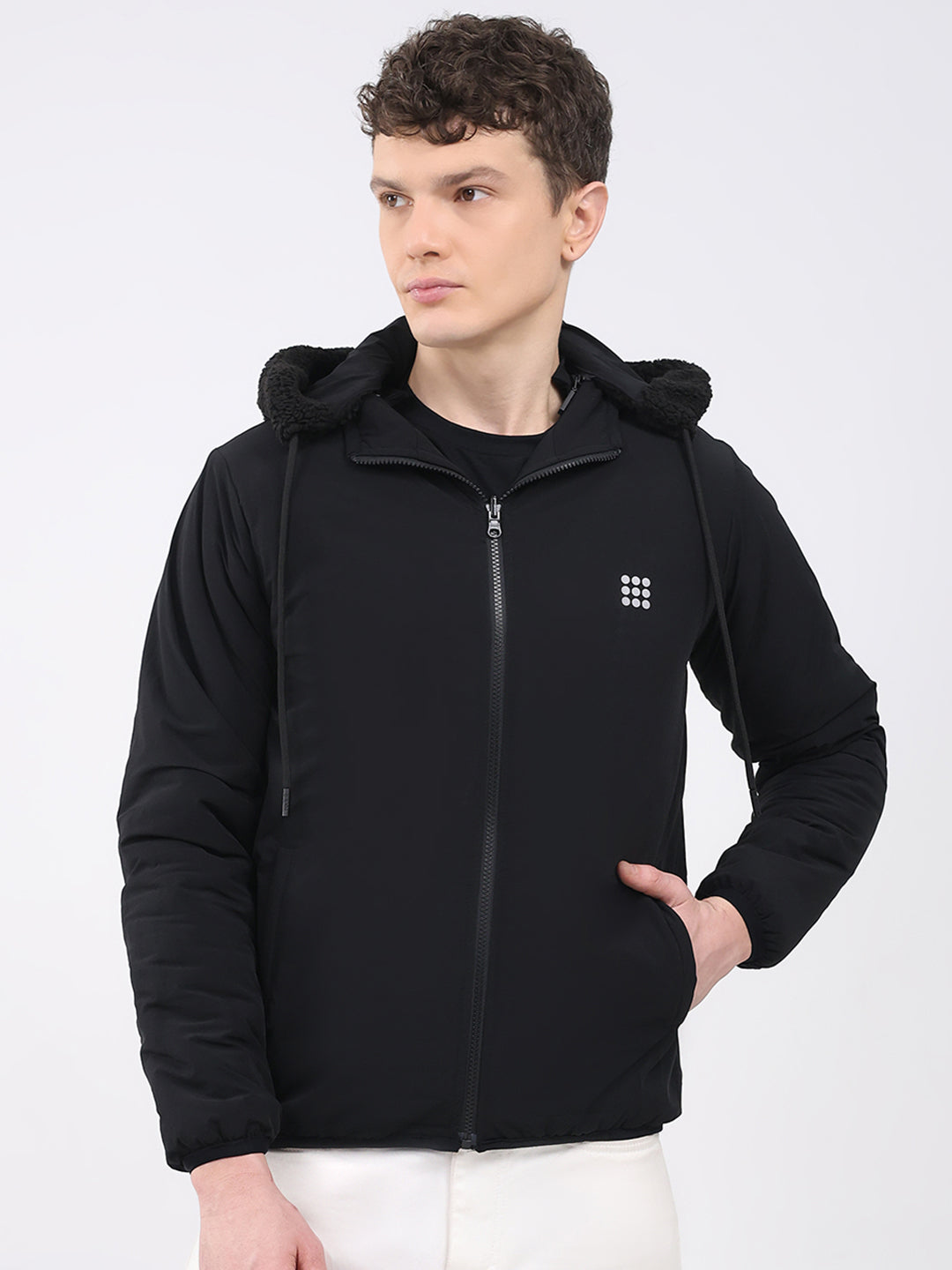 Rock.it Men Black Solid Hooded Full Sleeve Reversible Jacket