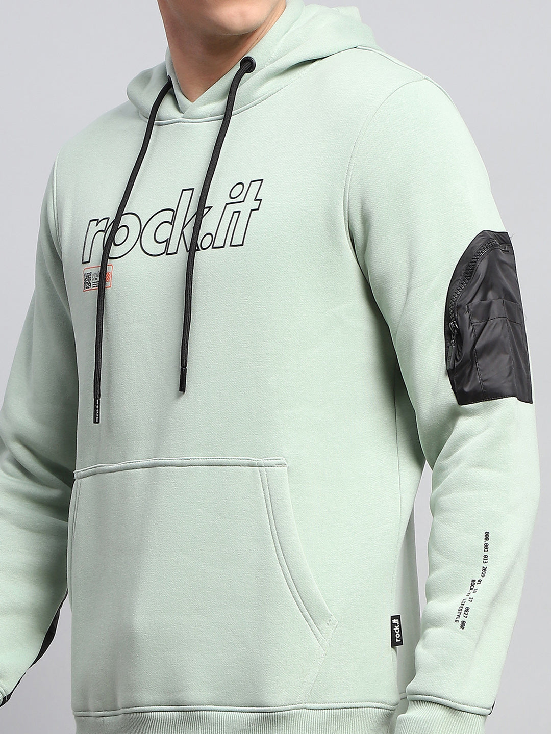 Men Green Printed Hooded Full Sleeve Winter Tracksuit
