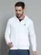 Rock.it Men White Printed Hooded Full Sleeve Sweatshirt