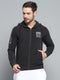 Rock.it Men Charcoal Printed Hooded Full Sleeve Sweatshirt