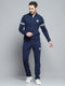 Men Navy Blue Printed Mock Neck Full Sleeve Winter Tracksuit