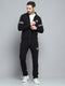 Men Black Printed Mock Neck Full Sleeve Winter Tracksuit