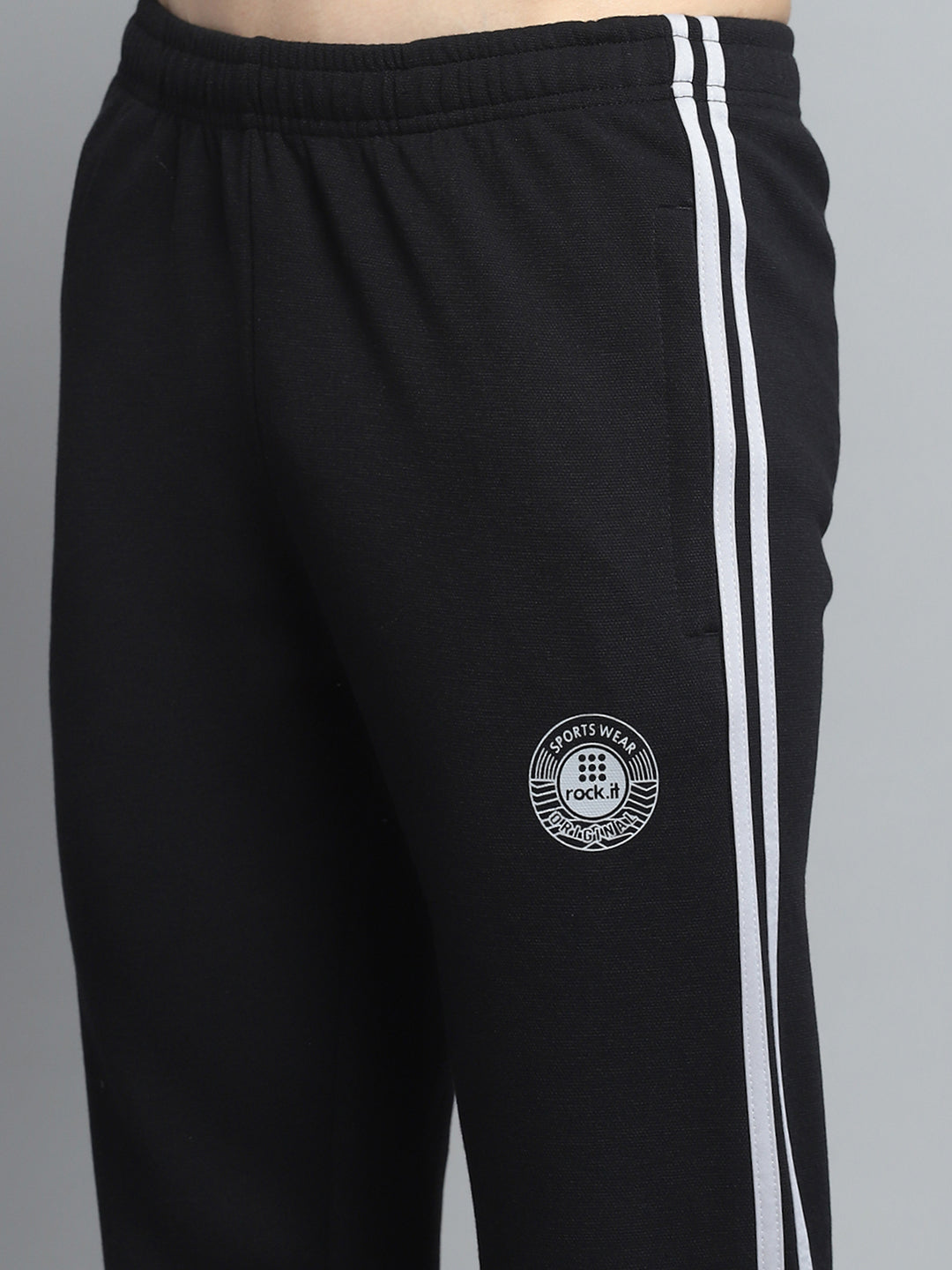 Men Black Printed Mock Neck Full Sleeve Winter Tracksuit