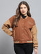 Rock.it Women Brown Printed Band Collar Full Sleeve Jacket