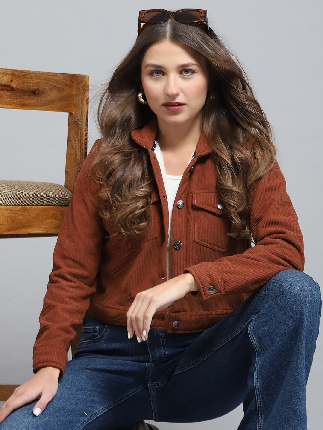 Rock.it Women Brown Solid Collar Full Sleeve Jacket