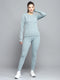 Rock.it Women Green Self Design Round Neck Full Sleeve Tracksuit