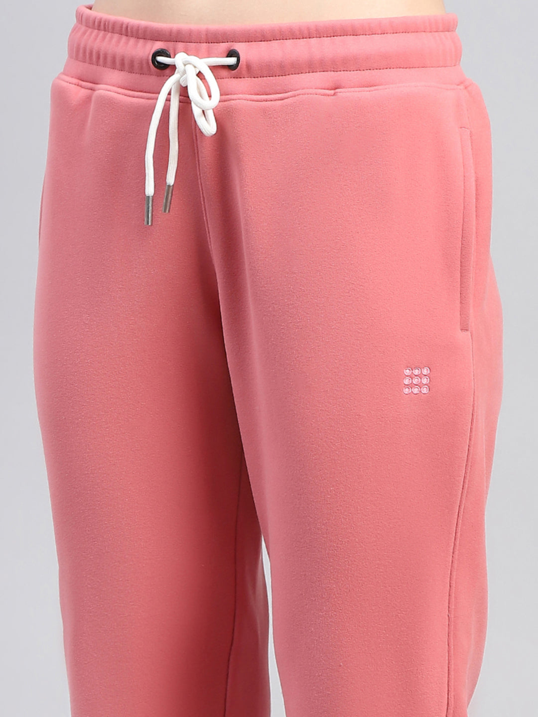Rock.it Women Peach Solid Hooded Full Sleeve Tracksuit
