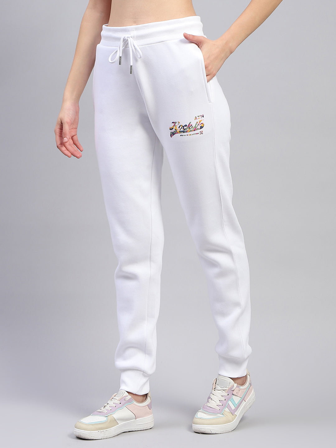 Rock.it Women White Printed Round Neck Full Sleeve Cords Set
