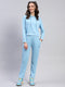 Rock.it Women Blue Solid Hooded Full Sleeve Tracksuit