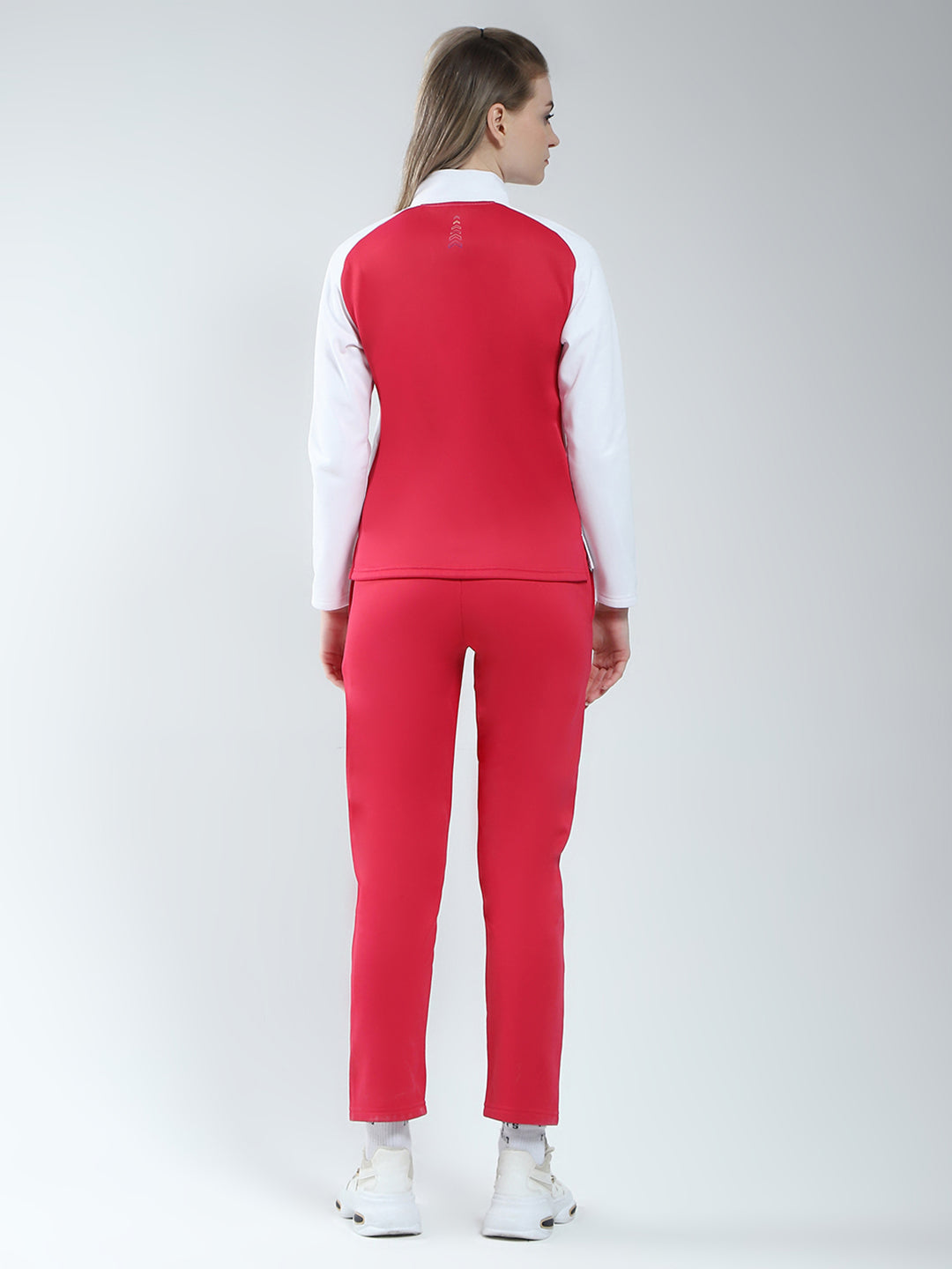 Rock.it Women White & Red Solid Mock Neck Full Sleeve Winter Tracksuit